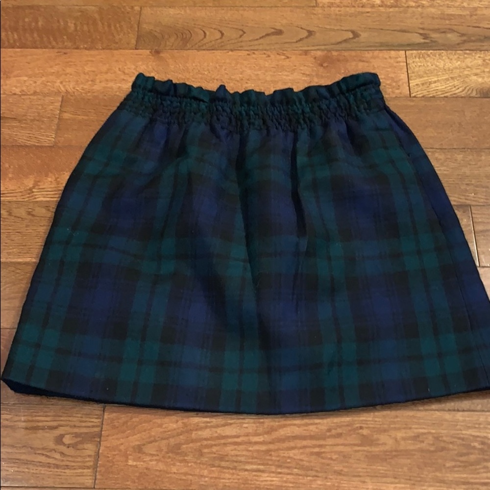J crew green blue wool plaid skirt size 4 school